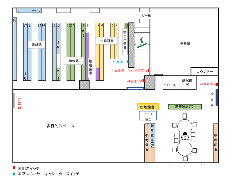 化学図書室4階フロアマップ