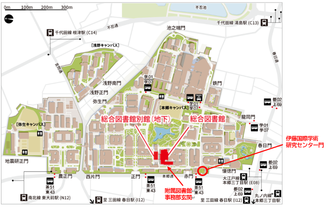附属図書館事務部へのアクセス