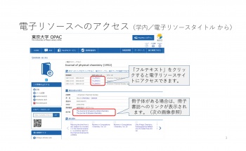 電子リソースへのアクセスー学内／電子リソースタイイトルから