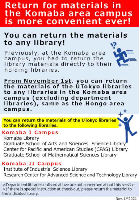 Return for materials in the Komaba area campus