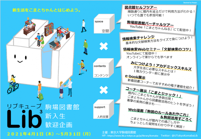 新入生歓迎企画リブキューブ 新生活をこまとちゃんとはじめよう 21 4 1 5 31 東京大学附属図書館 新入生歓迎企画リブキューブ 新生活をこまとちゃんとはじめよう 21 4 1 5 31 東京大学附属図書館
